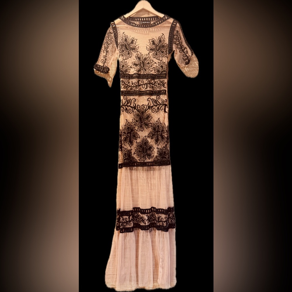 For Love And Lemons Black and Cream Long Sleeve Dress